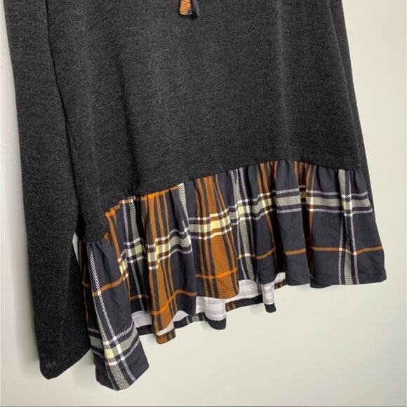 Perfect Peach 90s Grunge Style Hoodie w/ Flannel Peplum- NWOT - Picture 7 of 10